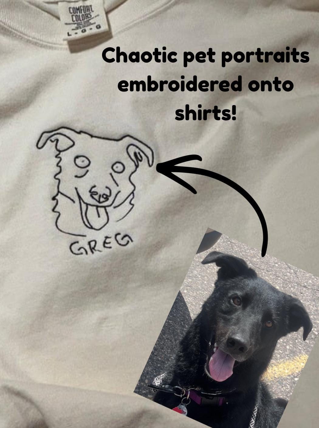 Chaotic Pet Portrait Embroidered Tee