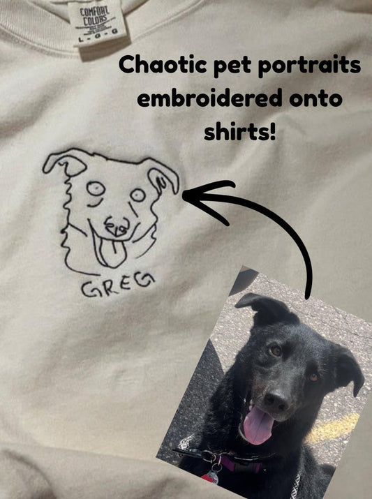 Chaotic Pet Portrait Embroidered Tee