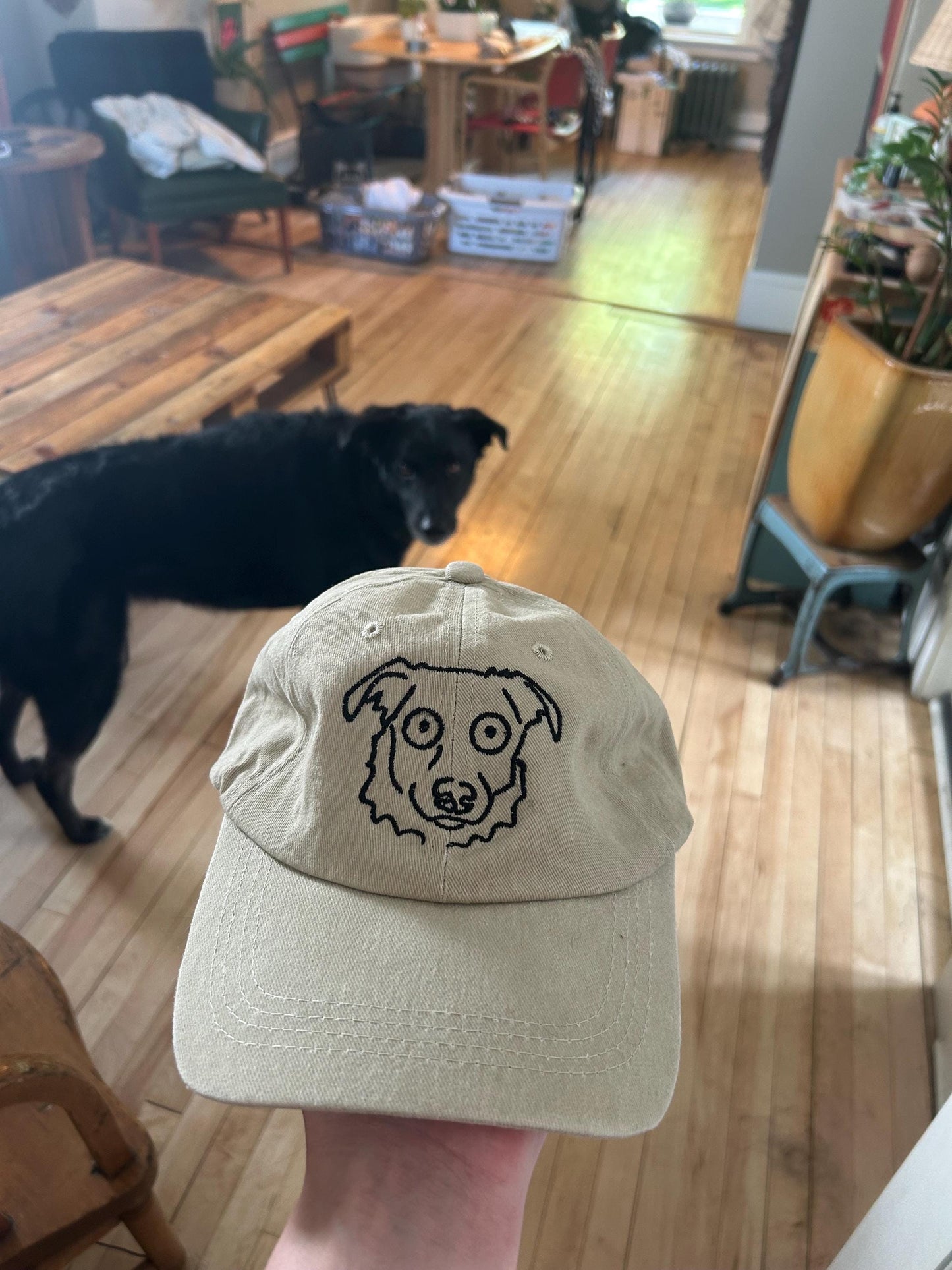 Custom chaotic pet portrait - ball cap!