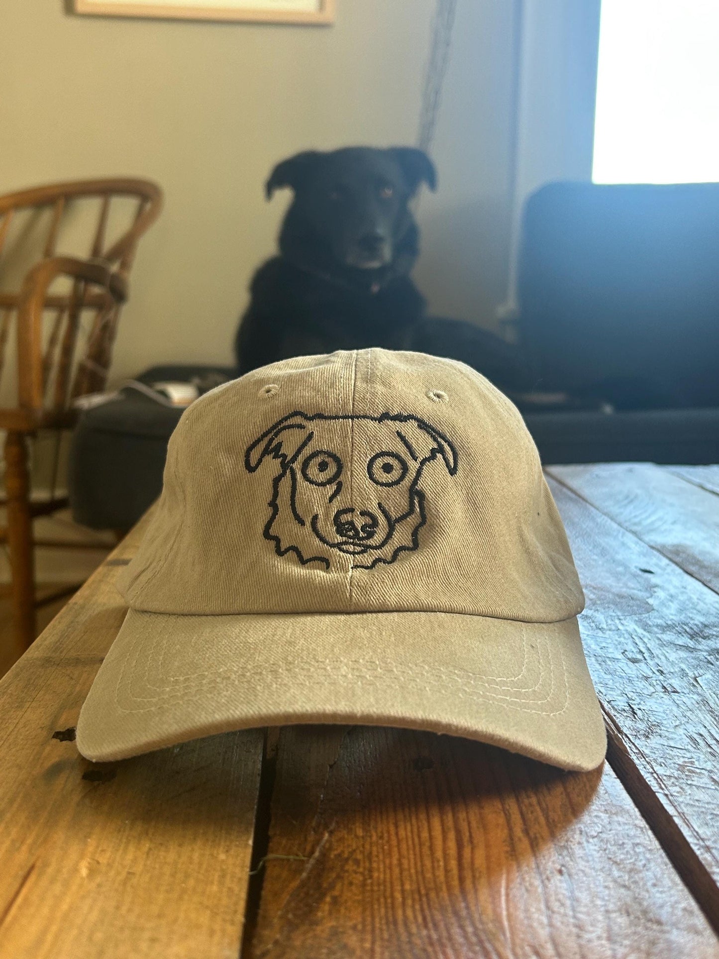 Custom chaotic pet portrait - ball cap!