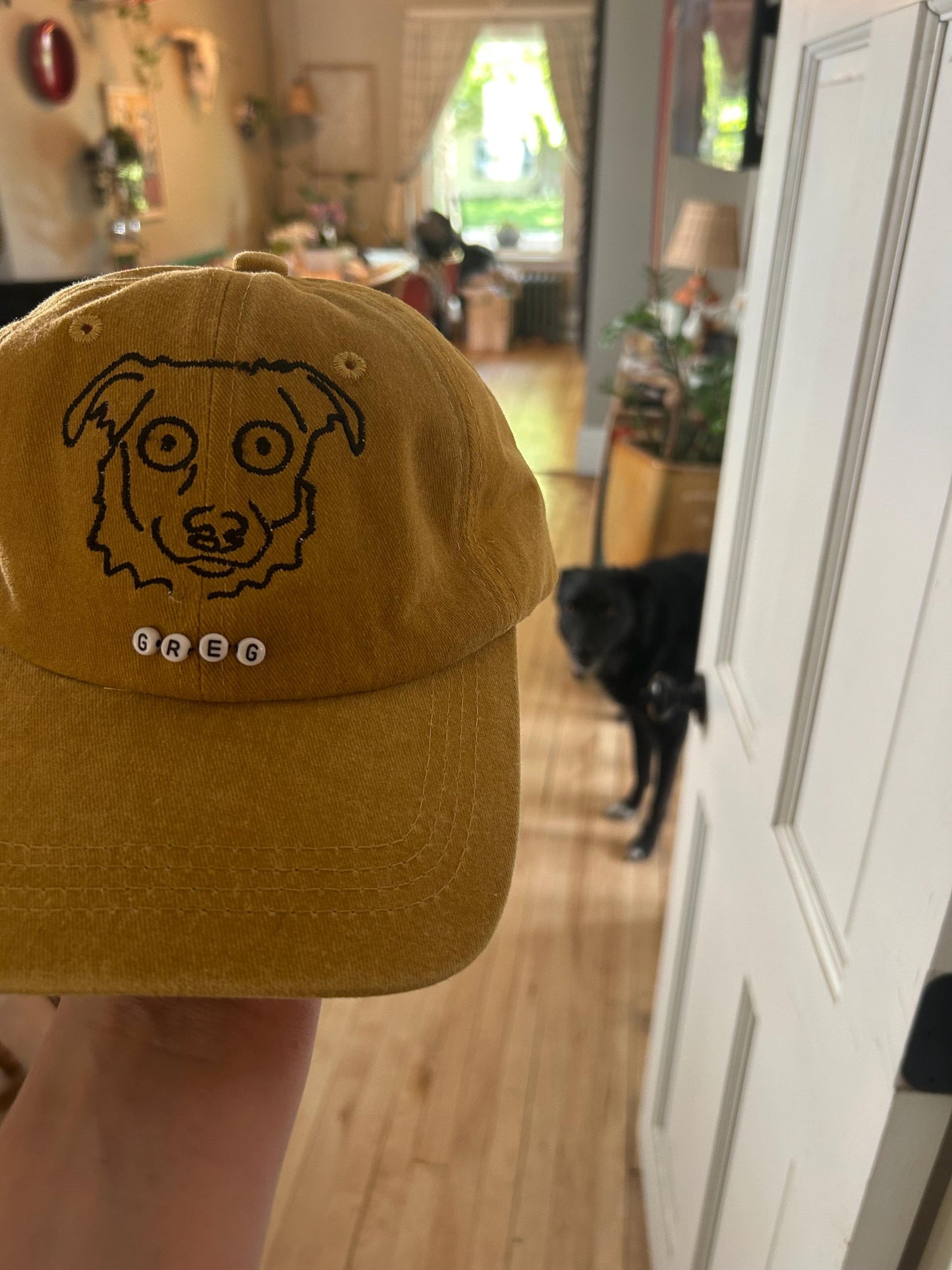 Custom chaotic pet portrait - ball cap!